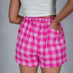 Load image into Gallery viewer, Berry Pink Gingham Shorts