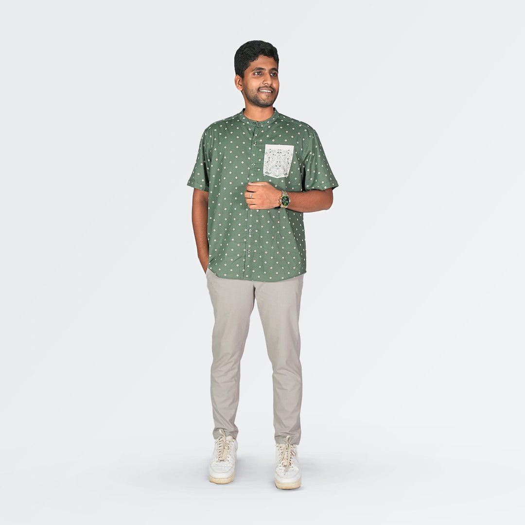 Pocket Safari Regular Fit Green Shirt