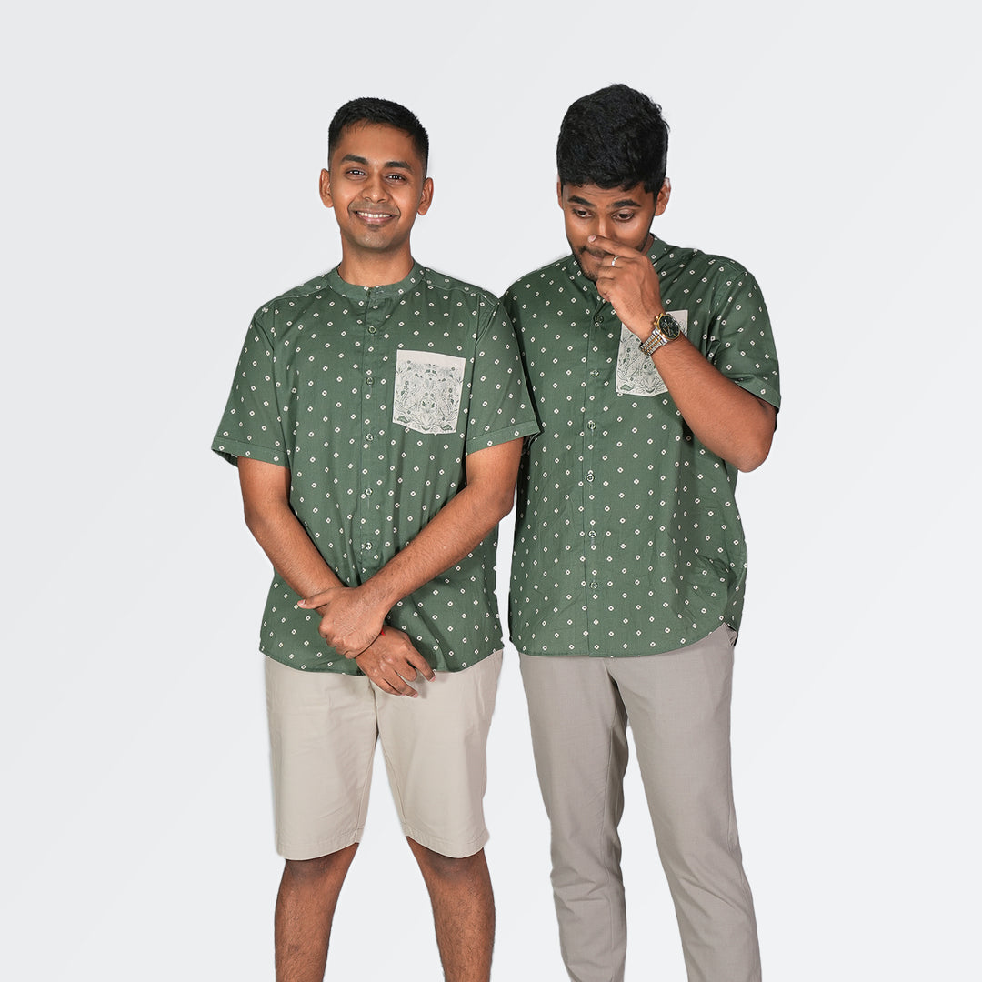 Pocket Safari Regular Fit Green Shirt